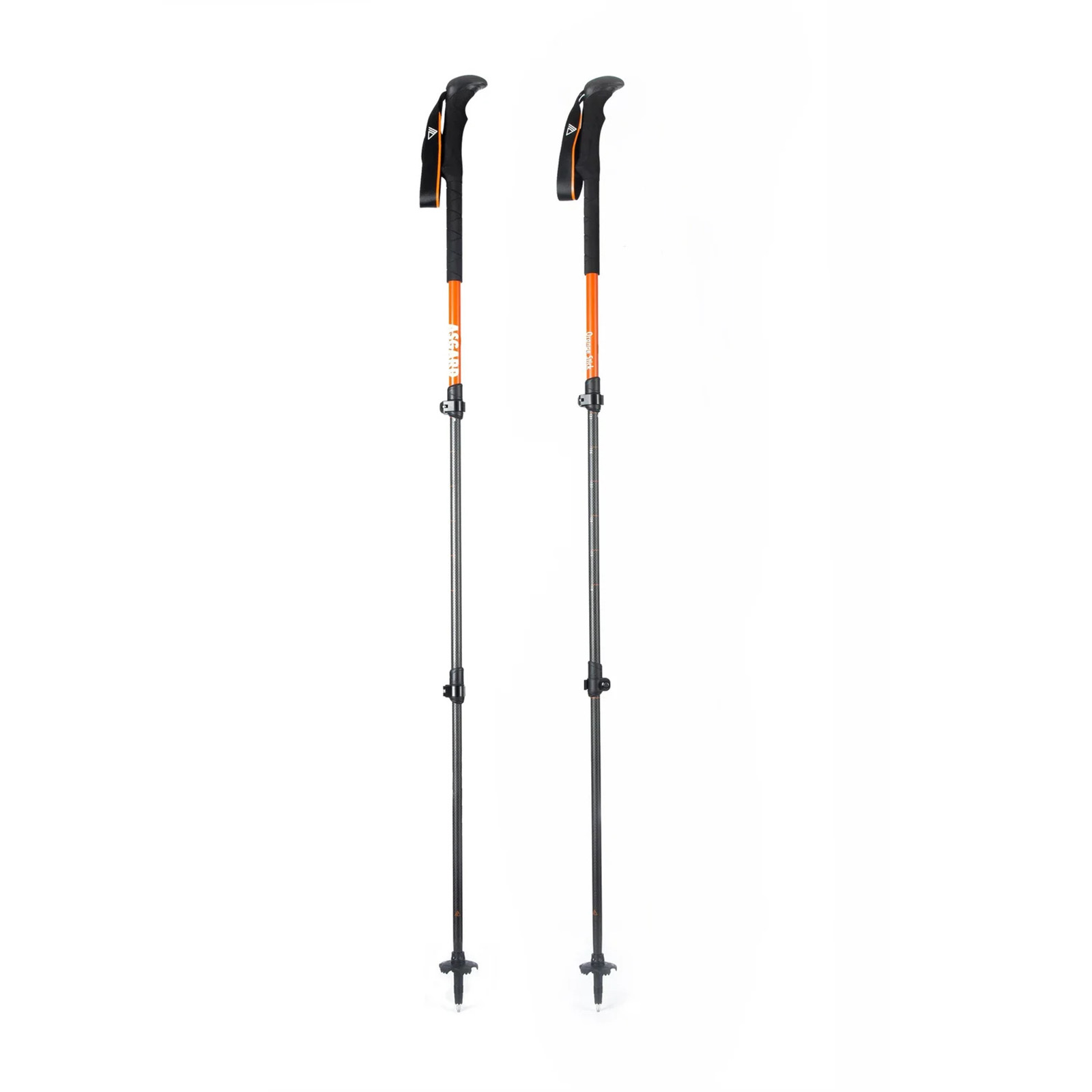 Pair of orange carbon trekking poles