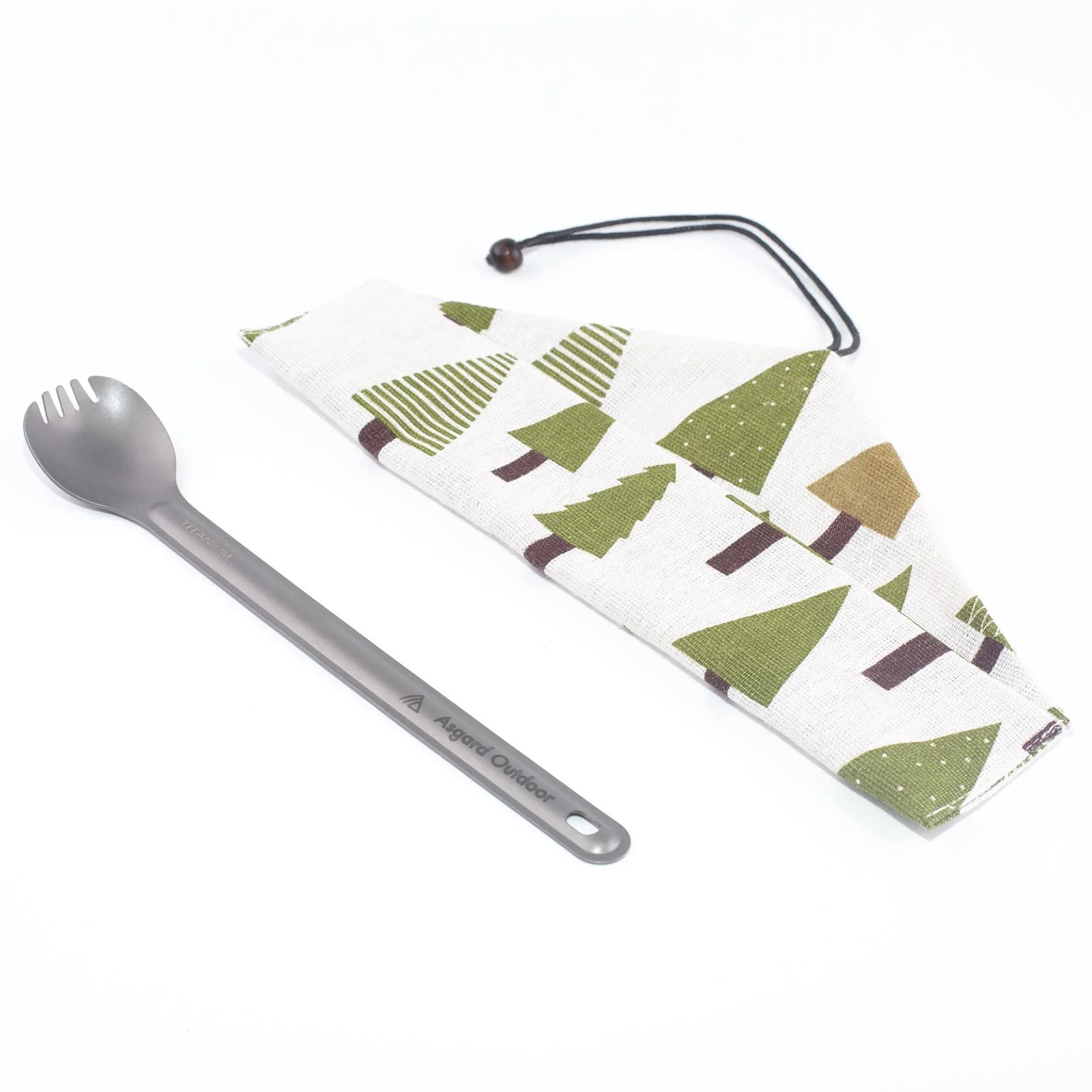 A metal spork comes with a great pouch