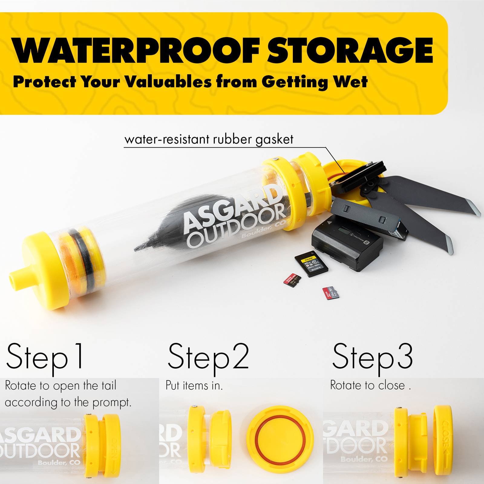 Asgard air pump's waterproof Storage can store many small accessories