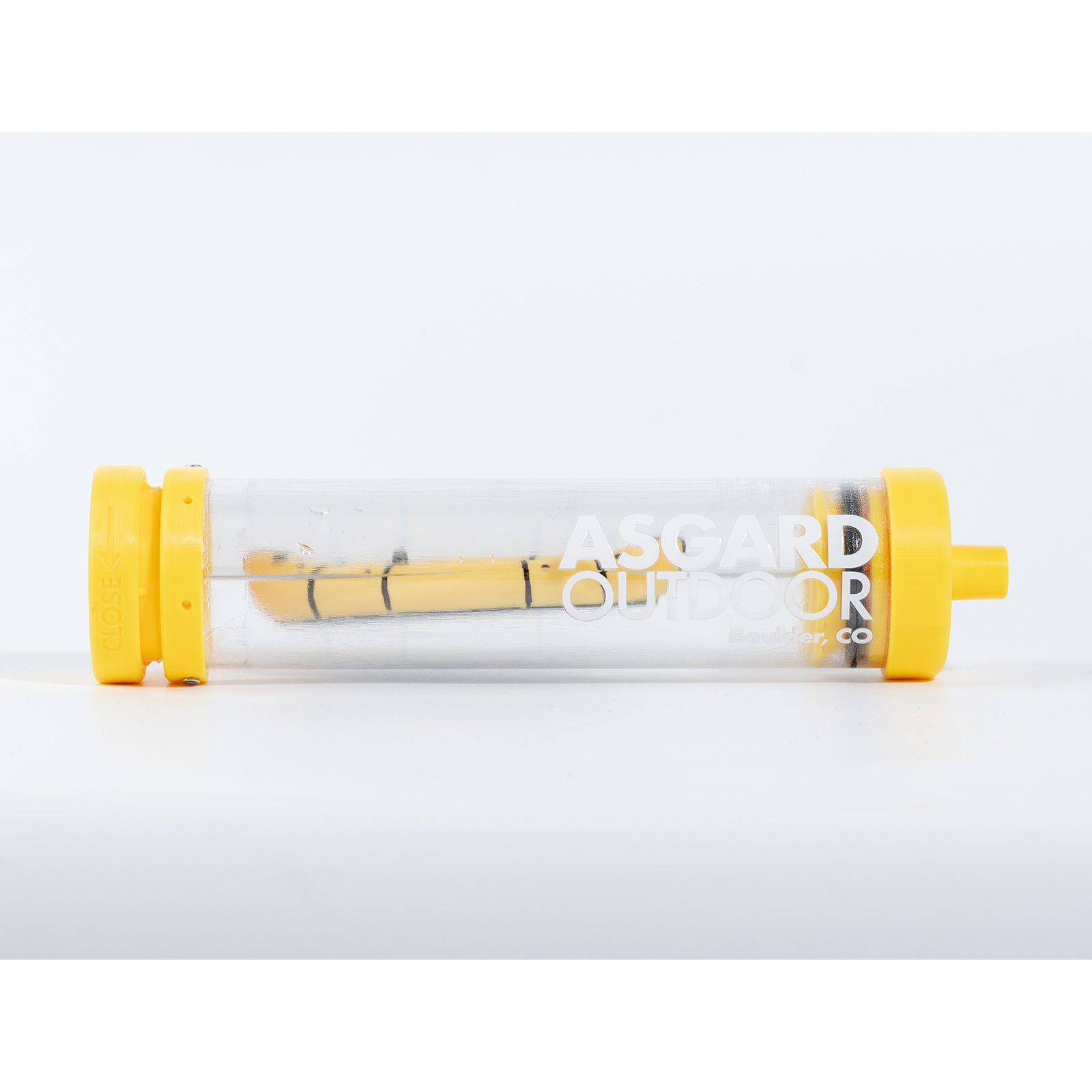 Asgard Portable Air Pump containing a yellow toy boat