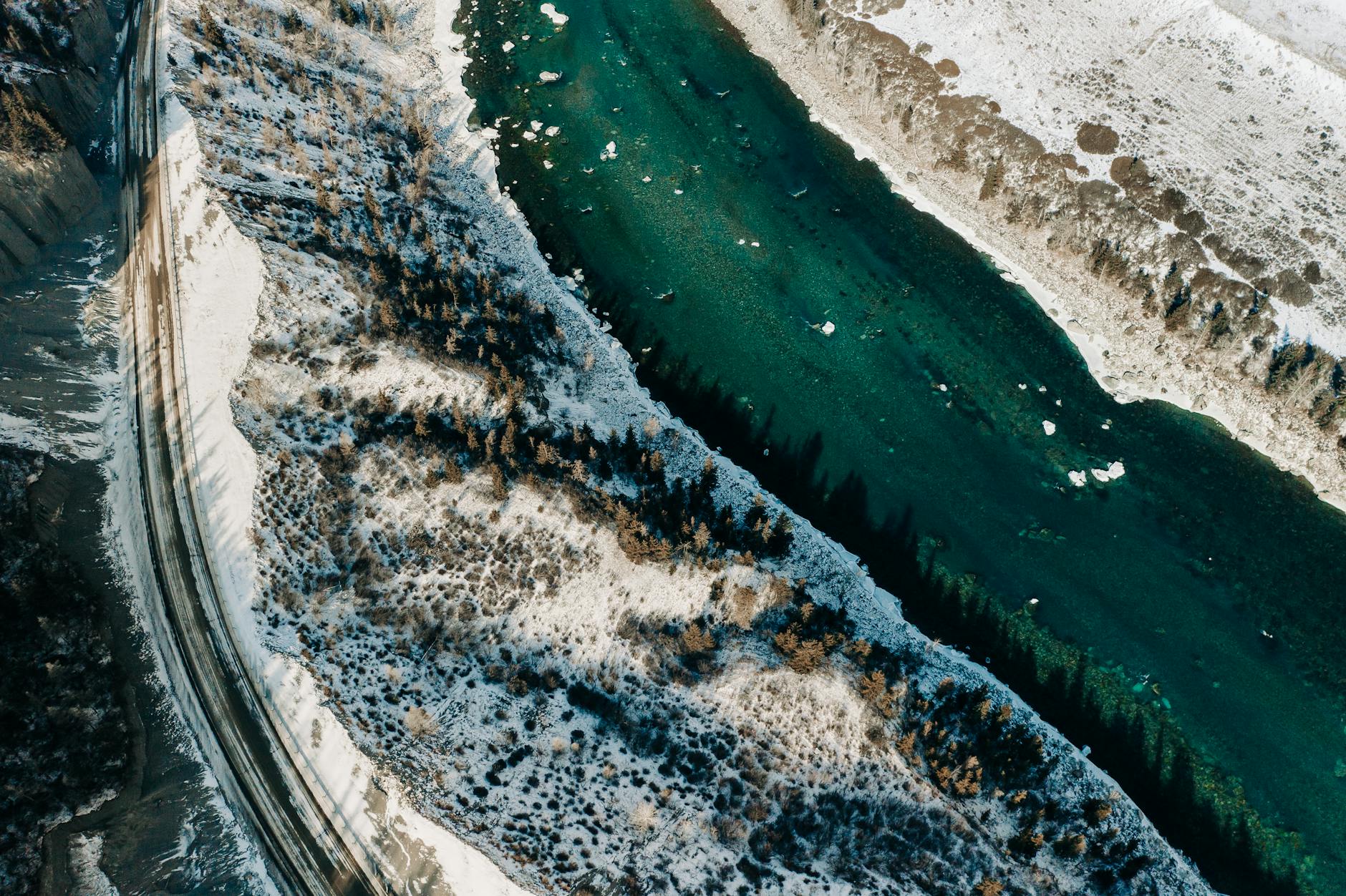 Aerial view of snowy Bypass Road near Snowbird-photo-by-pexels