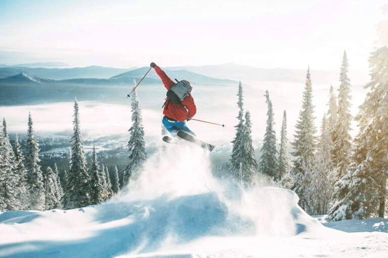 Skier dropping through deep powder in tight trees at Mount Bohemia, expert terrain-photo-by-pexels